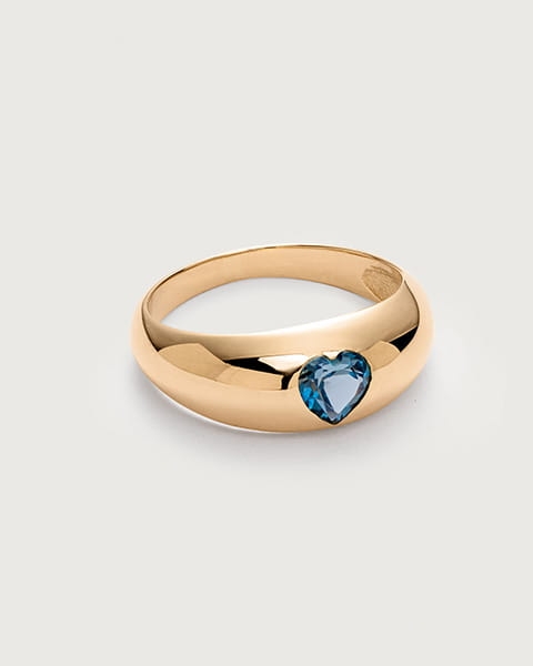 sygnet serce topaz